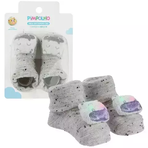 MEIA BICHINHO LED 00-15 UNISSEX PIMPOLHO CINZA/HIPOPOTAMO - comprar online