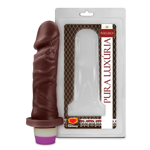 PCN008-Pênis Realístico Negro Com Vibro - 15,3cm X 4cm
