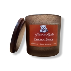 Vela Aromática - Canela Spicy com Pavio de Madeira 180g - Santo Aroma - Flocos de Algodão