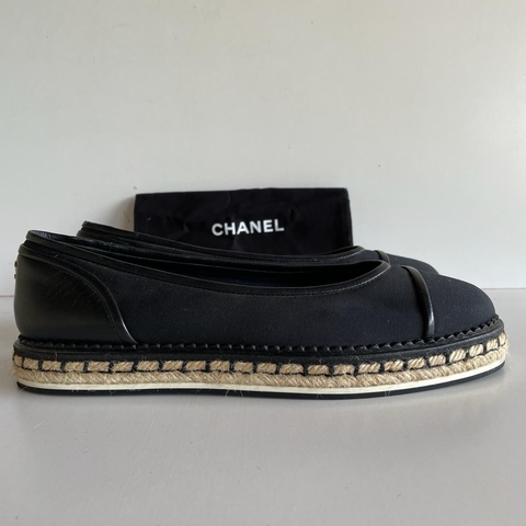 Espadrille Chanel Cap Toe Preta