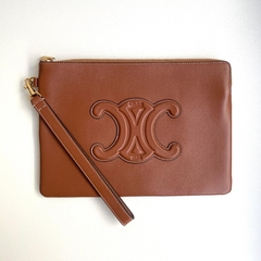 Celine Pouch Triomphe Logo Marrom - comprar online