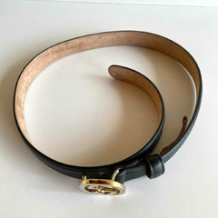 Cinto Gucci Fino Interlocking Preto - Vai Vem no Closet