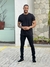 CAMISETA BASICA FRISO NA GOLA PRETO C/CINZA ARAMIS - MG CONCEPT