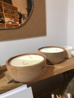 Vela de soja en cuenco de madera grande - comprar online