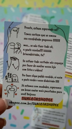 20 Mini Cartões de Agradecimento Cliente Shopee Mimo 6*8 cm - Dharma Personalizados