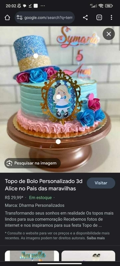 Arquivo Digital Topo de Bolo 3d Alice - comprar online