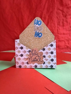 caixa envelope natal feliz boas festas 7 por 20 cm dourada