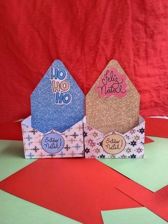 caixa envelope natal 7 por 15 cm feliz natal estrelas
