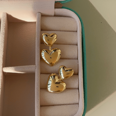 Brinco Coração 2 em 1 - Banhado a Ouro 18k - comprar online