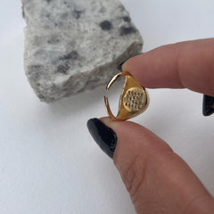 Anel Inicial Cravejado Regulável - Banhado a Ouro 18k - comprar online