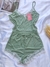 BABY DOLL CANELADO RENDA CROPPED ALCINHA - VERDE MENTA - comprar online