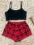 BABY DOLL CROPPED XADREZ VERMELHO - HONEY - comprar online