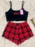 BABY DOLL CROPPED XADREZ VERMELHO - HONEY