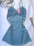 CAMISOLA ALCINHA CETIM COM RENDA - AZUL ESVERDEADO