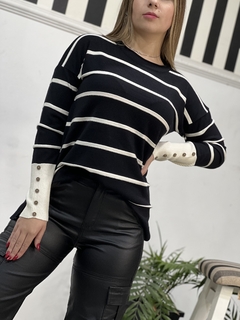 SUETER AMANDA RAYADO NEGRO - comprar online