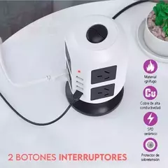 Prolongador Zapatilla Torre Vertical 8 Tomas 4 Usb Tbcin 2mt - tienda online