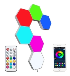 Lampara Luz Led Modular Gamer Rgb Hexagonal Kit 6 Piezas App - comprar online