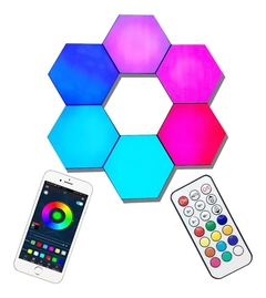 Lampara Luz Led Modular Gamer Rgb Hexagonal Kit 6 Piezas App