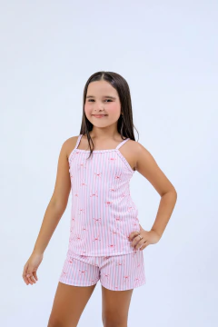 PIJAMA ALCINHA E SHORT INFANTIL LACINHO PRE VENDA - LB Pijamas