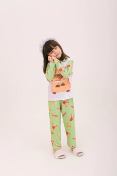Imagem do PIJAMA INFANTIL UNISSEX MANGA LONGA E CALÇA CAPIVARA PIZZA