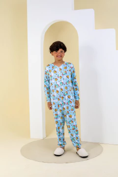 MACACÃO INFANTIL E BABY ESTAMPA BOOBIE GOODS AZUL - LB Pijamas
