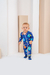 PIJAMA INFANTIL E BABY MACACÃO MONSTRINHOS AZUL