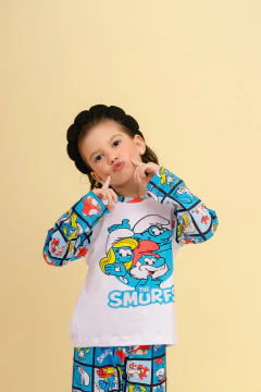PIJAMA INFANTIL MANGA LONGA E CALÇA ESTAMPA UNISSEX SMURF - LB Pijamas