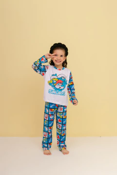 PIJAMA INFANTIL MANGA LONGA E CALÇA ESTAMPA UNISSEX SMURF na internet