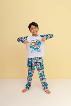 Imagem do PIJAMA INFANTIL MANGA LONGA E CALÇA ESTAMPA UNISSEX SMURF
