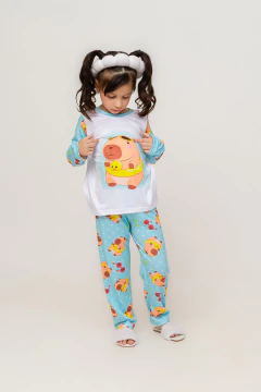 PIJAMA INFANTIL UNISSEX MANGA LONGA E CALÇA CAPIVARA PRAIA - LB Pijamas