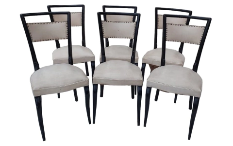 Set de 6 Cadeiras Pé Palito - Década de 50. Ebanizado