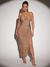 Vestido nude transparencia