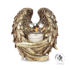 Alas de ángel abrazadas porta vela en internet