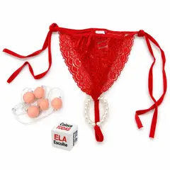 Kit Sensual Tailandesa com 01 Calcinha, 01 Dado e 01 Cordão de Bolinhas Tailandesas