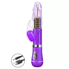 Vibrador Ponto G Rabbit Recarregável 9 Vibrações E 6 Modos De Rotação - Dona Jack moda íntima