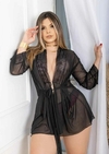 ROBE DE TULE SLIM COM RENDINHA TRANSPARÊNCIA - comprar online