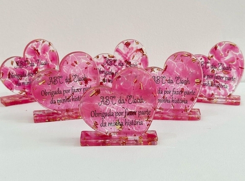 Coração De Mesa 8 Cm Resina - PERSONALIZADO