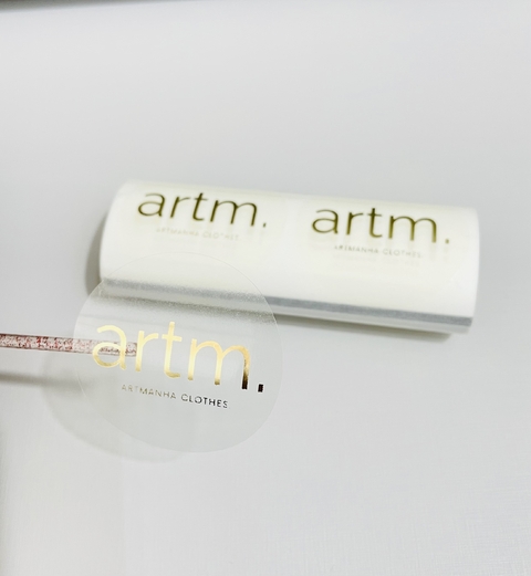 Adesivo 5X5 Transparente HOTSTAMPING DOURADO - PERSONALIZADA