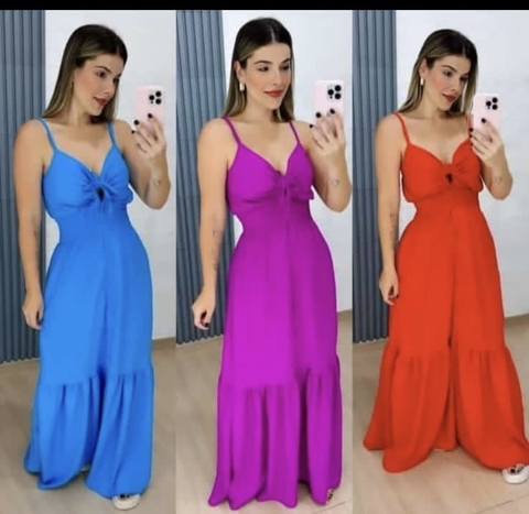 Vestido longo em Crepe