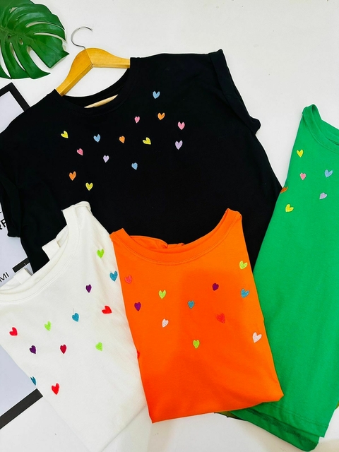 Blusa manga dobrada coração