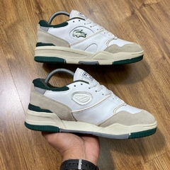 Tênis Couro Lacoste Court Masculino - Branco+Verde na internet
