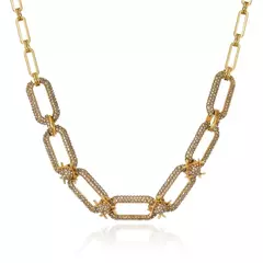Chocker Elos Cravejados Ouro Velho - Cruzada - Claudia Arbex