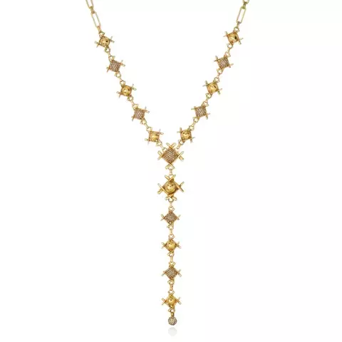 Colar Gravata Ouro Velho - Cruzada - Claudia Arbex