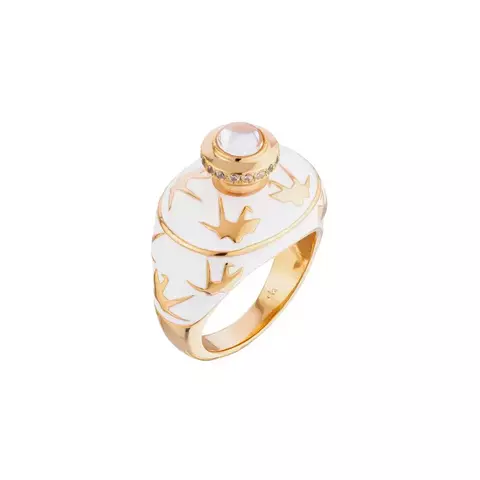Anel Perfumeiro Tsuru Branco - Elaine Palma