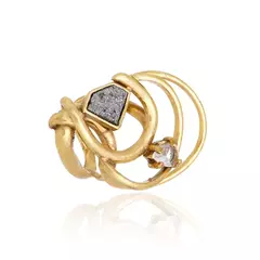 Anel Cristal Rock Claudia Arbex Ouro Vintage