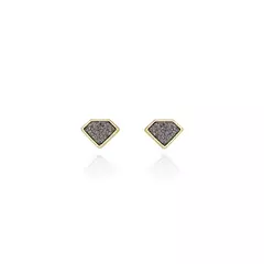 Brinco P Cristal Rock Claudia Arbex Ouro Vintage