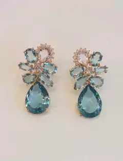 Brinco Lille Cristal Azul - Carmem & Co