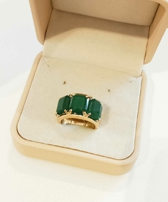 Anel Mônaco Ouro Cristais Verdes- Carmem & Co
