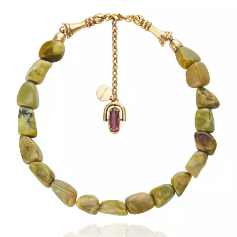Colar Curto Pedra Turquesa Africana Ouro Velho - Bispo - Camila Klein