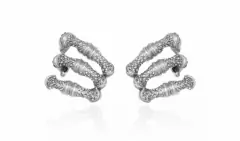 Brinco Earhook Fios Prata Velho - Bambu - Claudia Arbex